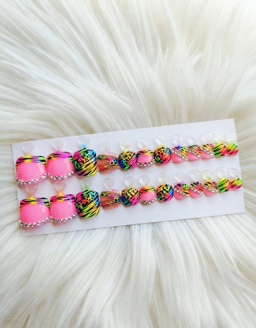 Rainbow Rush Toenails