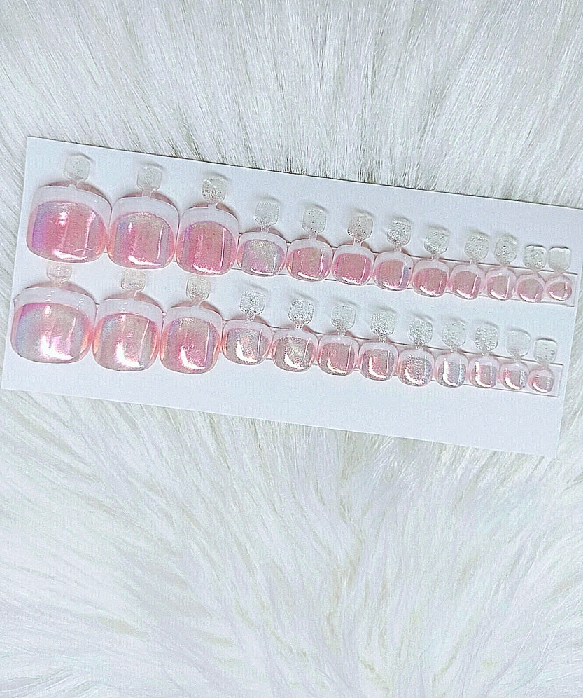 Chrome French Toenails