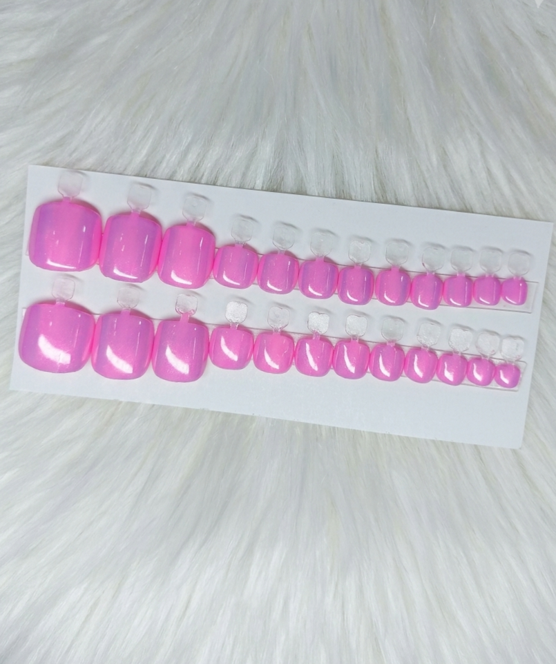 Pink Chrome Toenails