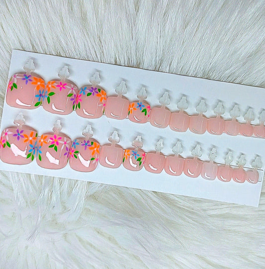 Blossom Border Toenails